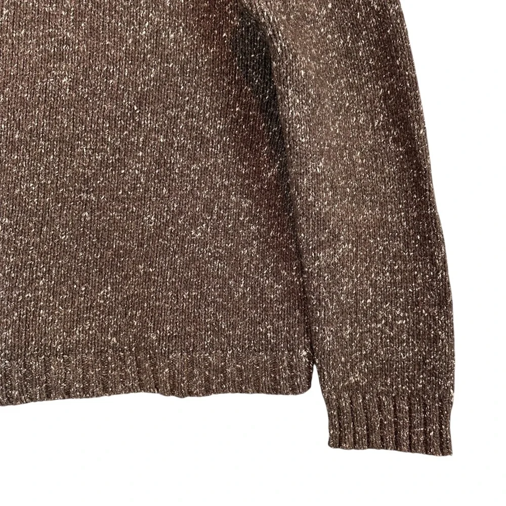 J.Crew Vintage 90s Wool Marled Speck‎ Donegal Sweater XL Brown 3D Chunky Dadcore